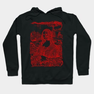 Psychedelic Mona Lisa in red Hoodie